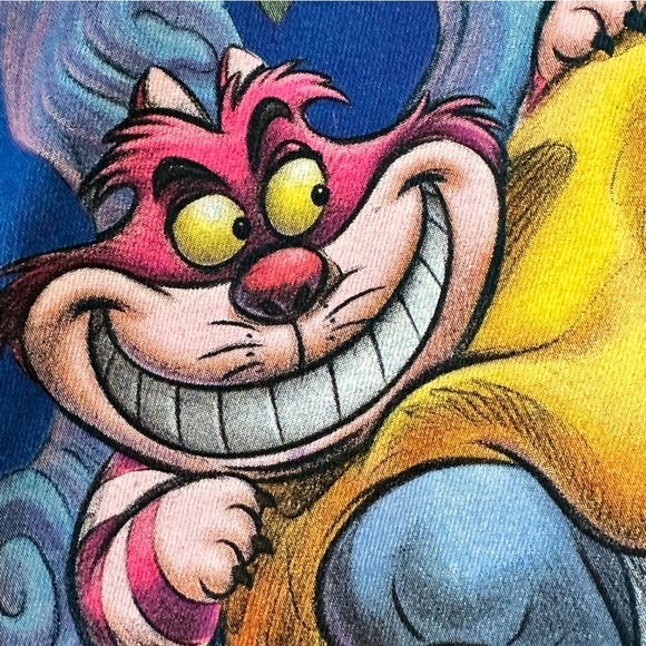 Disney Alice & Cheshire Cat Short Sleeve T Shirt Aqua Blue NWT - Picture 4 of 11